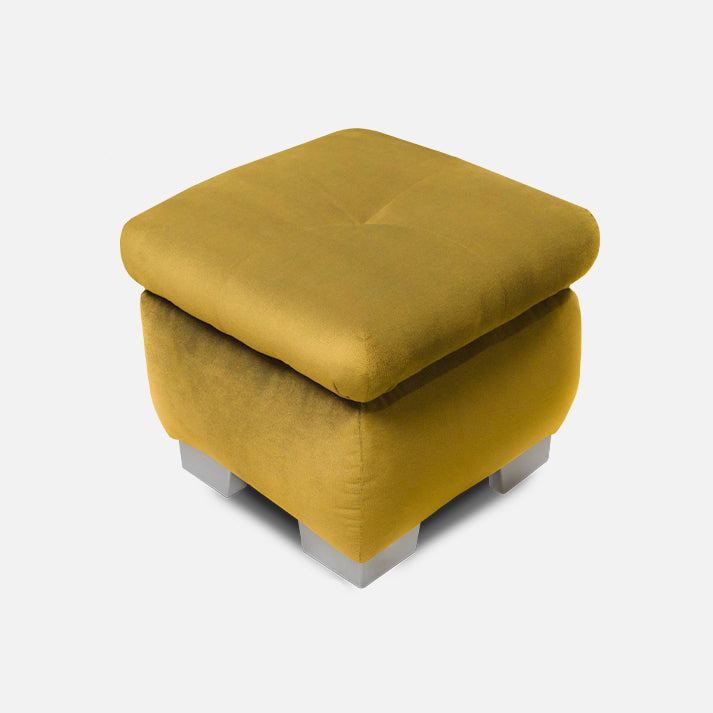 stilingas  geltonas spalvos pufikas skirtas prie minksto kampo