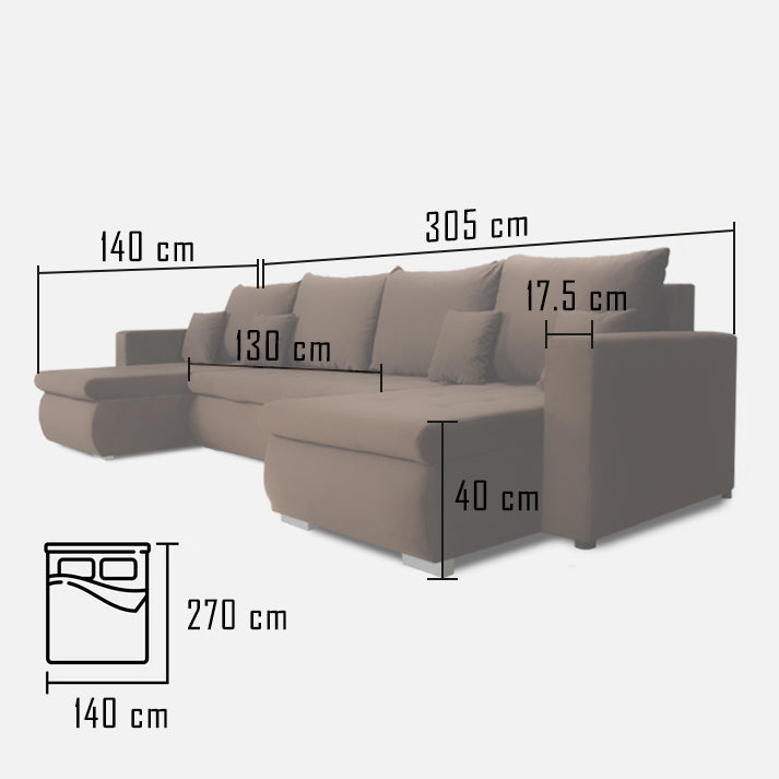 minkštas kampas skirtas jusu namams, modernaus dizaino ir visi jos išmatavimai