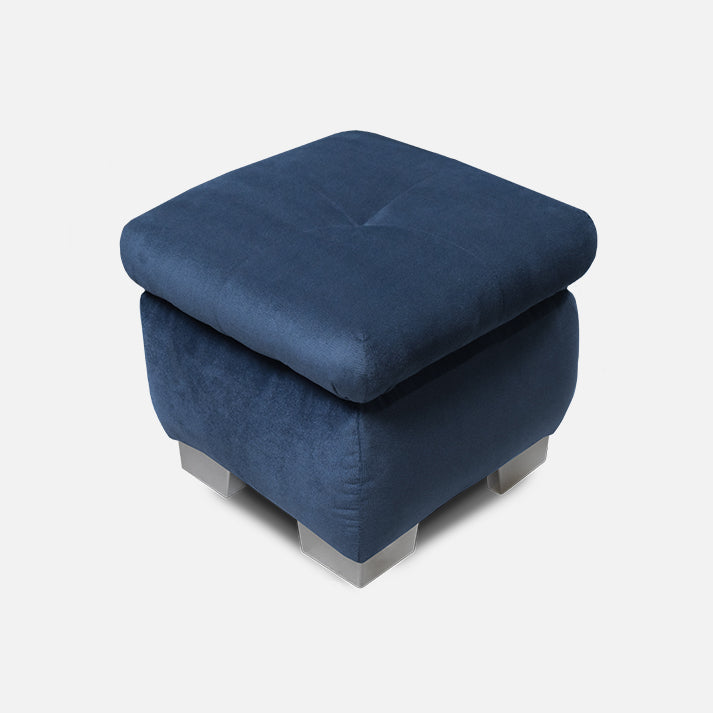 stilingas melynos spalvos pufikas skirtas prie minksto kampo